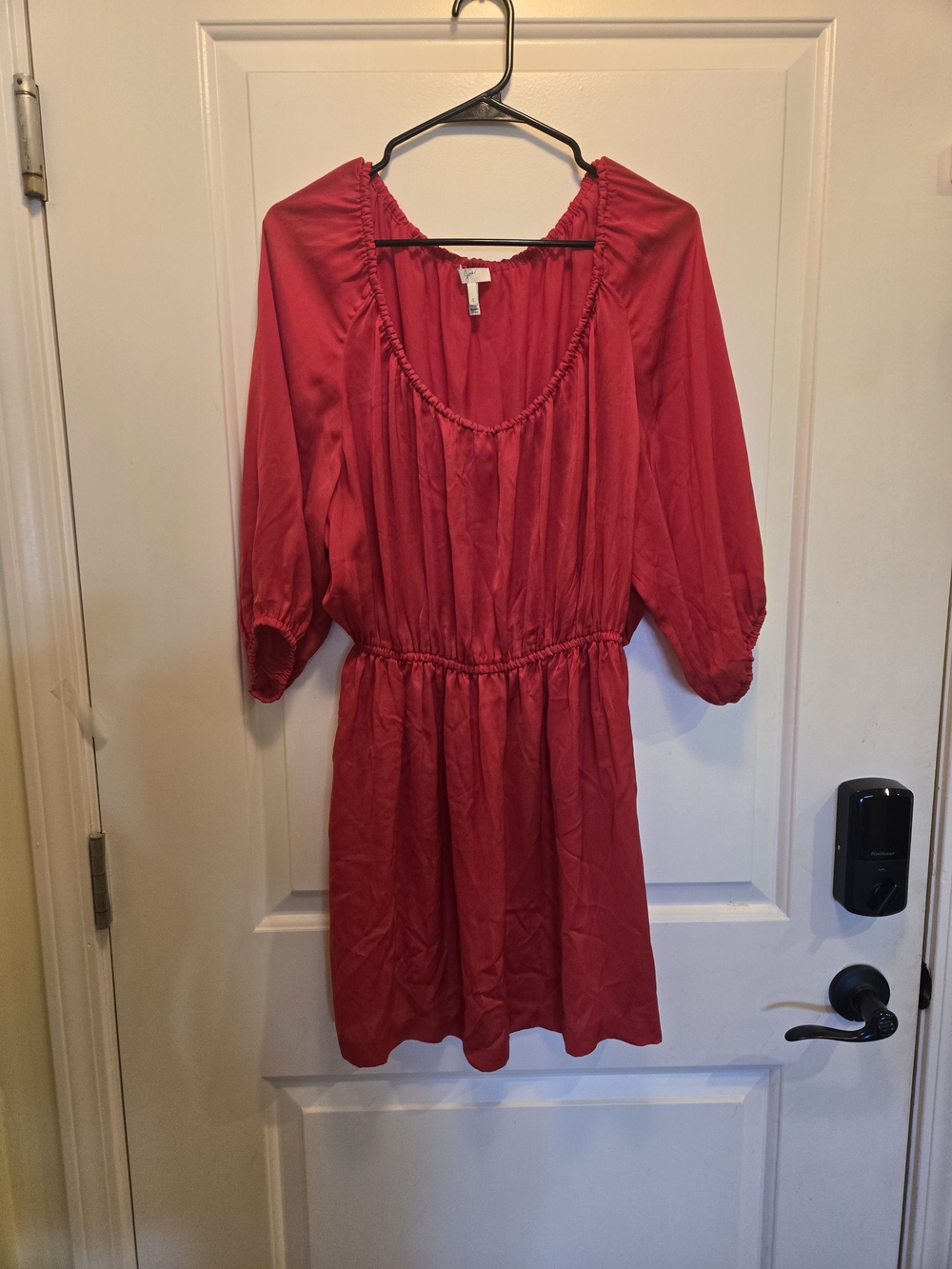 Joie Red Scoop-Neck Mini Dress with Elastic Waist